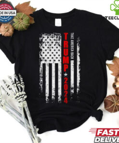 Political Trump 2024 American Flag Adult T Shirt