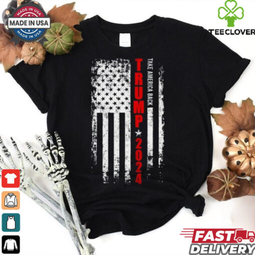 Political Trump 2024 American Flag Adult T Shirt