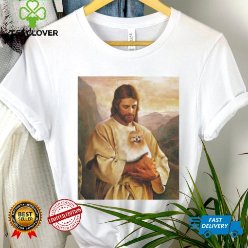 Pomeranian Dog And Jesus Lover Funny Graphic Shirt