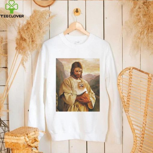 Pomeranian Dog And Jesus Lover Funny Graphic Shirt