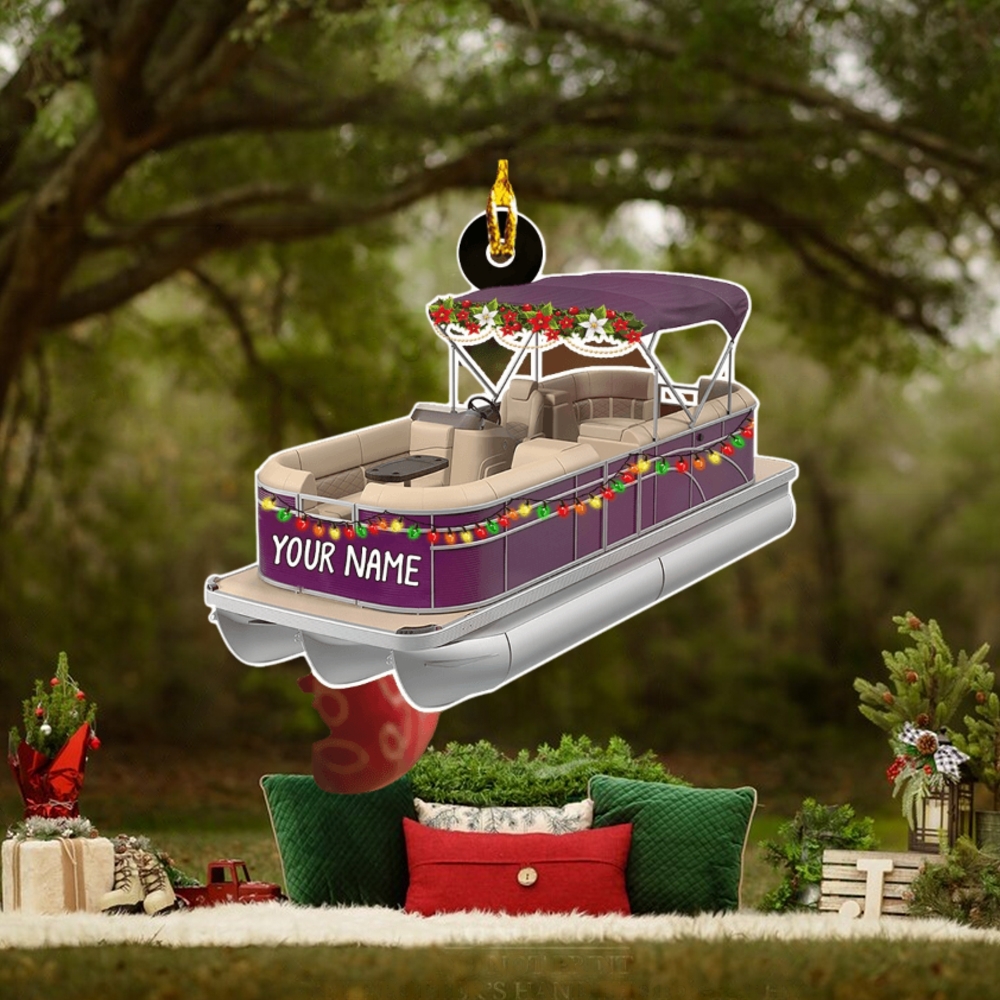 Pontoon Boat Colorful Personalized Acrylic Ornament Pontoon Boat Colorful Personalized Acrylic Ornament