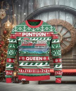 Pontoon Queen Merry Christmas Ugly Sweater Christmas