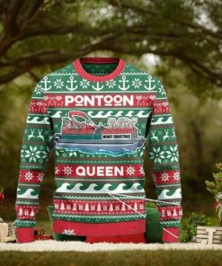 Pontoon Queen Merry Christmas Ugly Sweater Christmas