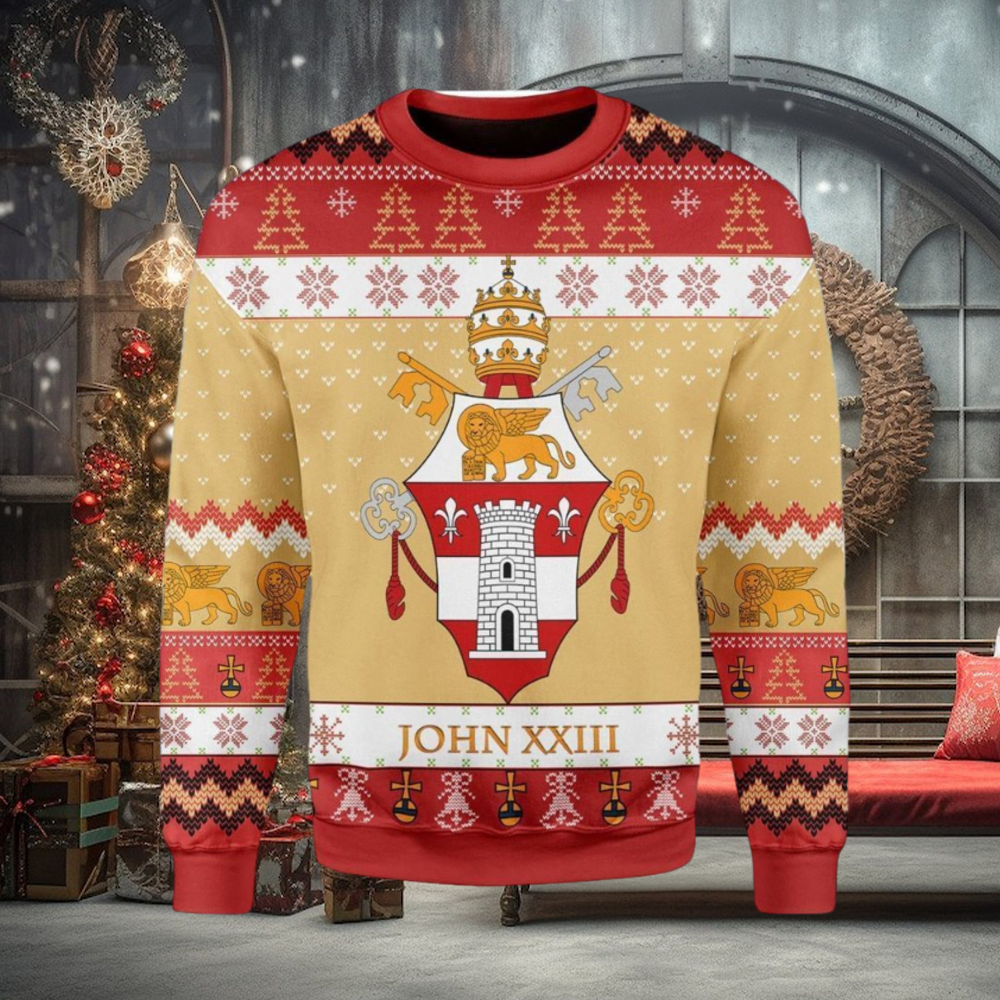Pope John Xxiii Coat Of Arms Ugly Christmas Sweater Pope John Xxiii Coat Of Arms Ugly Christmas Sweater