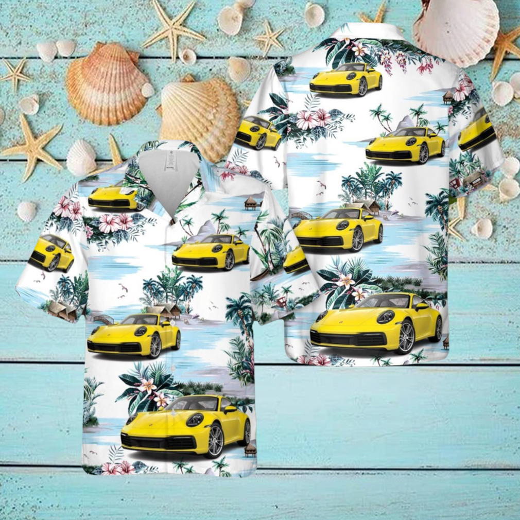 Porsche 911 Racing Yellow 3D Hawaiian Shirt Beach Lover Gift