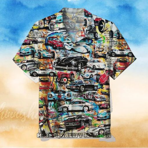 Porsche Vintage Draw Short Sleeve Hawaiian Shirt