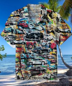 Porsche Vintage Draw Short Sleeve Hawaiian Shirt