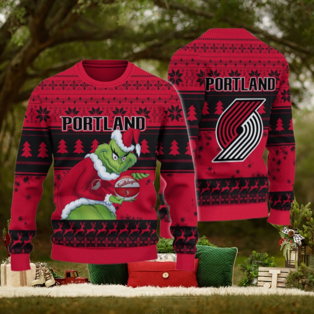 Portland Trail Blazers Grinch Christmas Ugly Sweater Portland Trail Blazers Grinch Christmas Ugly Sweater
