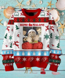 Post Malone Christmas Home Alone With Malone Chirstmas Gifts 2024 Xmas For Family And Friends Ugly Sweater