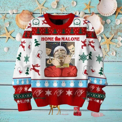 Post Malone Christmas Home Alone With Malone Chirstmas Gifts 2024 Xmas For Family And Friends Ugly Sweater