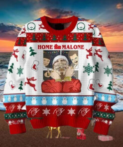 Post Malone Christmas Home Alone With Malone Chirstmas Gifts 2024 Xmas For Family And Friends Ugly Sweater