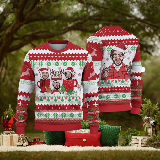 Post Malone Coffee Cups Ugly Xmas Christmas Sweater Christmas Gift