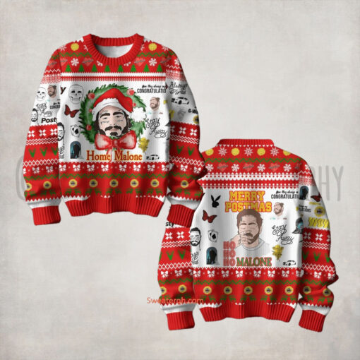 Post Malone Home Merry Christmas Ugly Sweater