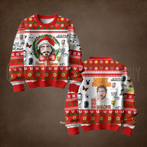 Post Malone Home Merry Christmas Ugly Sweater