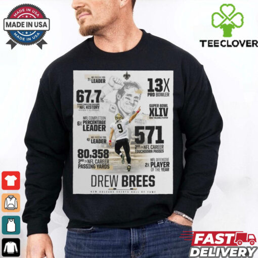 Poster New Orleans Saints Hall Of Fame Drew Brees NFL 2024 Offensive 2X Player Of The Year t hoodie, sweater, longsleeve, shirt v-neck, t-shirt