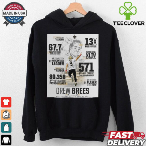 Poster New Orleans Saints Hall Of Fame Drew Brees NFL 2024 Offensive 2X Player Of The Year t hoodie, sweater, longsleeve, shirt v-neck, t-shirt