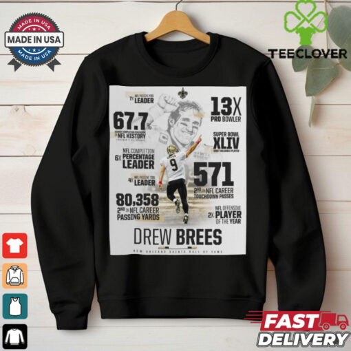 Poster New Orleans Saints Hall Of Fame Drew Brees NFL 2024 Offensive 2X Player Of The Year t hoodie, sweater, longsleeve, shirt v-neck, t-shirt