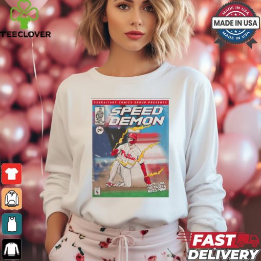 Poster Philadelphia Phillies MLB Dsariyart Comics Group Presents Speed Demon t shirt