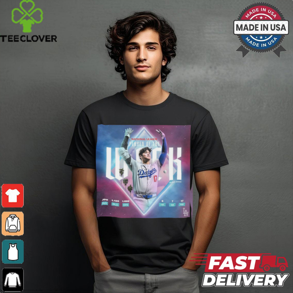 Poster Shohei Ohtani Los Angeles Dodgers National League Player of the Week t shirt Poster Shohei Ohtani Los Angeles Dodgers National League Player of the Week t shirt