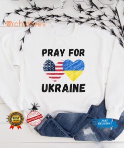 Pray For Ukraine Support Ukrainian American USA Heart T Shirt