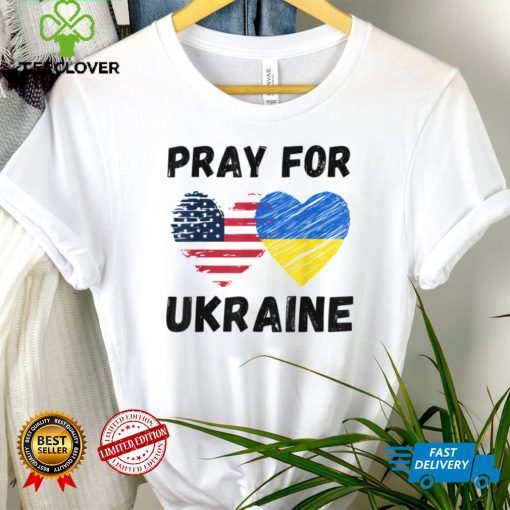 Pray For Ukraine Support Ukrainian American USA Heart T Shirt