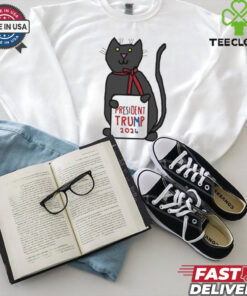 President Trump 2024 Sign and Cute Cat T Shirt