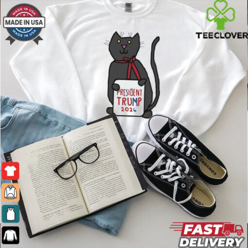 President Trump 2024 Sign and Cute Cat T Shirt