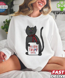 President Trump 2024 Sign and Cute Cat T Shirt