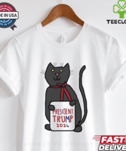 President Trump 2024 Sign and Cute Cat T Shirt