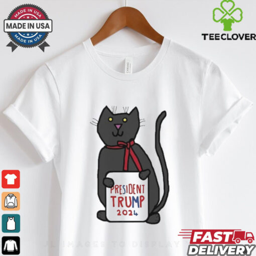 President Trump 2024 Sign and Cute Cat T Shirt