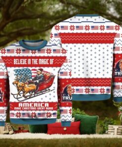 President Trump 45 47 Belive In The Magic Of America MAGA Christmas Ugly Sweater