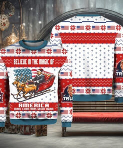 President Trump 45 47 Belive In The Magic Of America MAGA Christmas Ugly Sweater