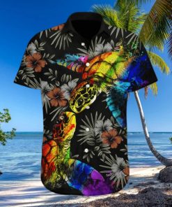 Pride Hawaiian Shirt Gift For Gay Colorful Turtle Lgbt Flower Design Hawaiian Shirt