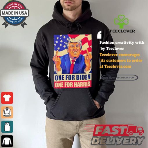 Pro Trump Anti Kamala Harris Joe Biden 2024 Election Vote Trump Middle Finger One For Joe One For Kamala T shirt