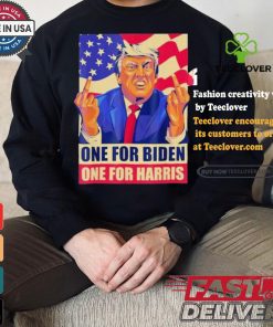 Pro Trump Anti Kamala Harris Joe Biden 2024 Election Vote Trump Middle Finger One For Joe One For Kamala T shirt