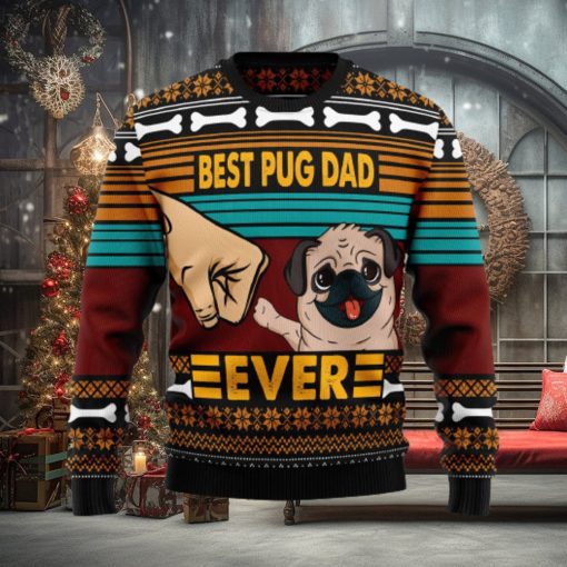 Pug Best Dog Dad dog dad Ugly Christmas Sweater Gift Men Women