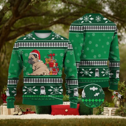 Pug Dog Pattern Falling Snowflakes All Over Printed 3D Ugly Christmas Sweater Christmas Gift For Men And Women