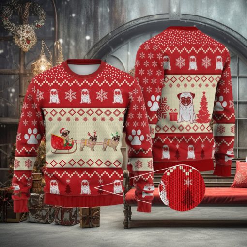 Pug Dog Reindeer Christmas All Over Printed 3D Ugly Christmas Sweater Christmas Gift For Men And Women