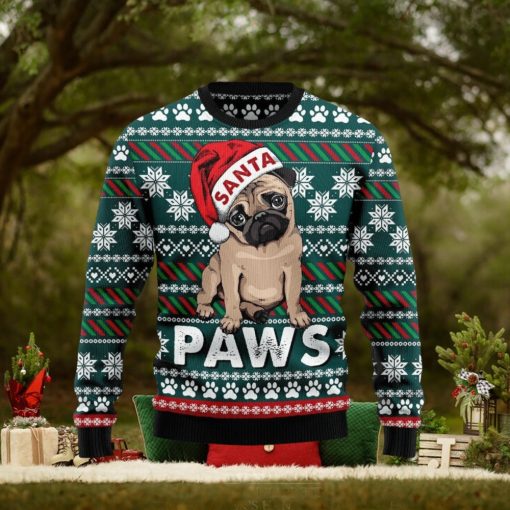 Pug Santa Paws Ugly Christmas Sweater, Custom Ugly Christmas Sweater