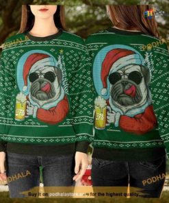 Pug Santa and Beer 3D Sweater, Funny Xmas Sweater
