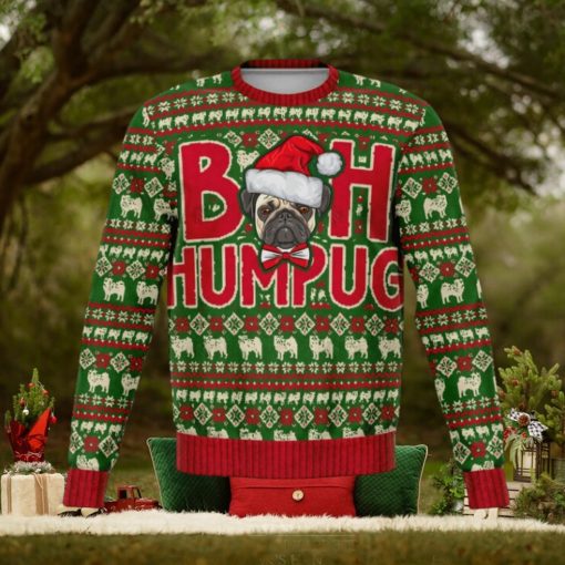 Pug Ugly Christmas Sweater, Pugs Dog Bah Humpug Funny