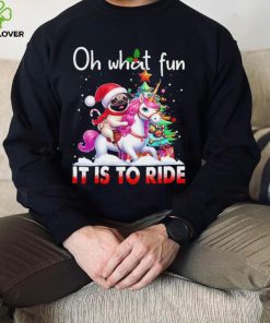 Pug riding Unicorn oh what fun it is to ride Xmas hoodie, sweater, longsleeve, shirt v-neck, t-shirt