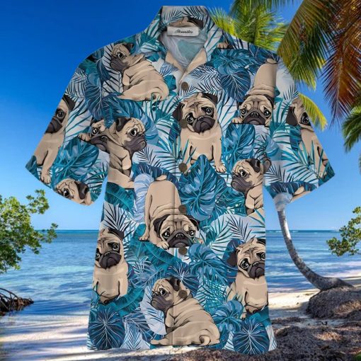 Pugs Blue Nice Design Unisex Hawaiian Shirt