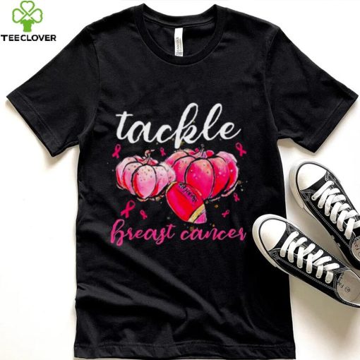 Pumpkin Tackle Breast Cancer Football Lover Pink Ribbbon Shirt