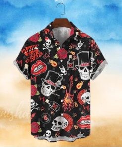 Punk Skull Print Polyester Hawaiian Shirt