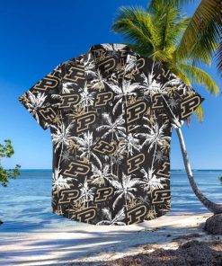 Purdue Boilermakers Black Floral Hawaiian Shirt