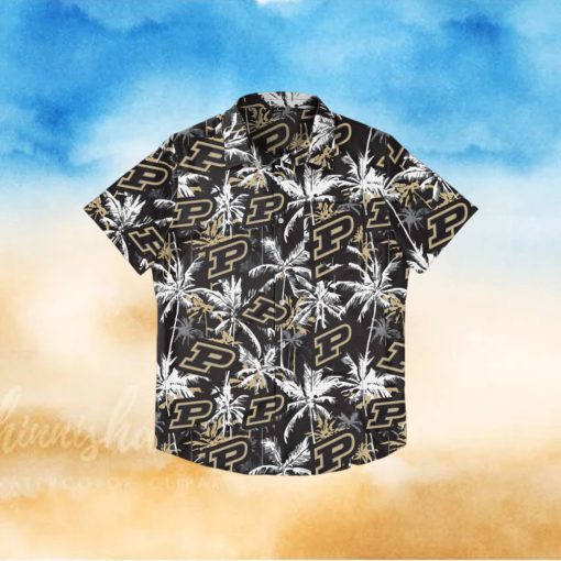 Purdue Boilermakers Black Floral Hawaiian Shirt