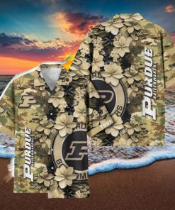 Purdue Boilermakers Custom Name Personalized Camo Flower Pattern Hawaiian Shirt