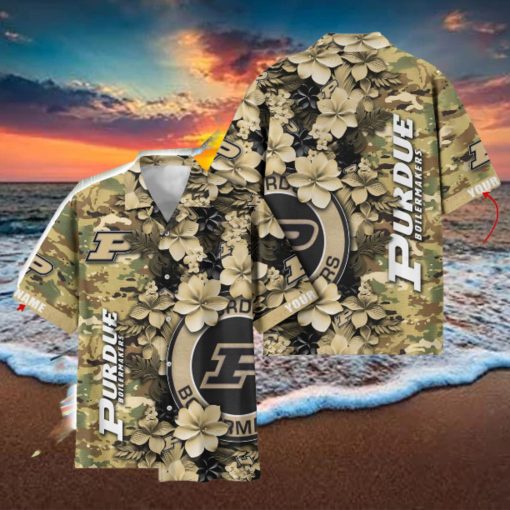 Purdue Boilermakers Custom Name Personalized Camo Flower Pattern Hawaiian Shirt