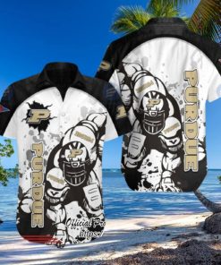 Purdue Boilermakers NCAA Player Paint Flakes Black Gray Hawaiian Shirt